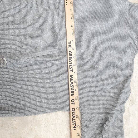 Michael Kors Women's Gray Mock Neck Waffle Knit Kangaroo Pocket Sweater XL - Picture 4 of 8